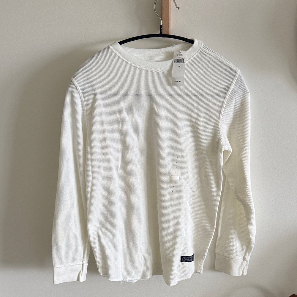Gap Kids size L Off-White Long Sleeve Thermal Shirt - Classic Crew Neck